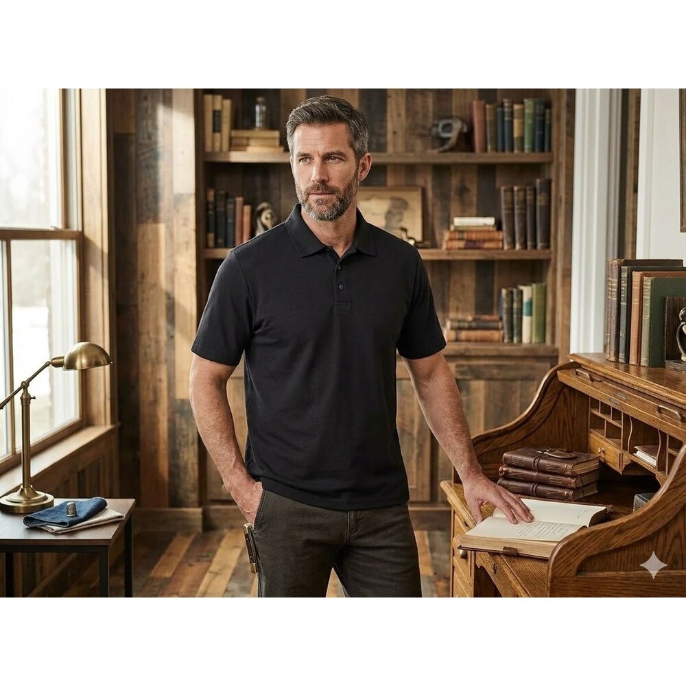 Hanes Mens 3XL Black Polo Shirt NWOT Casual Comfort Performance Short Sleeve Top